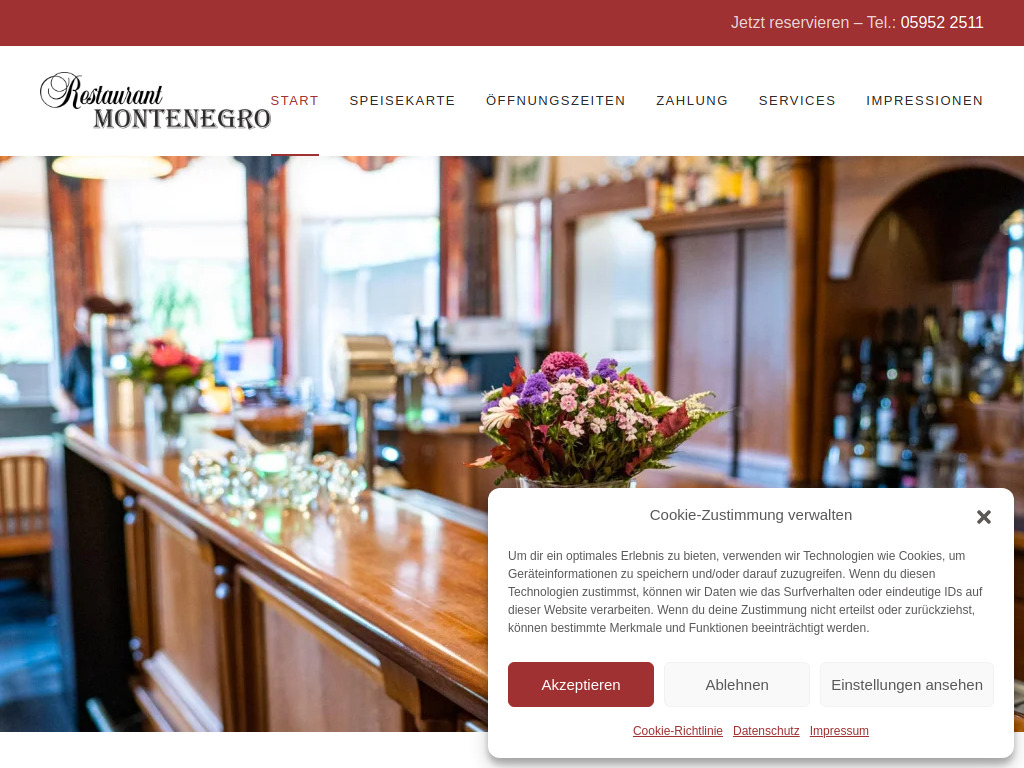 Website von Restaurant Montenegro in Sögel