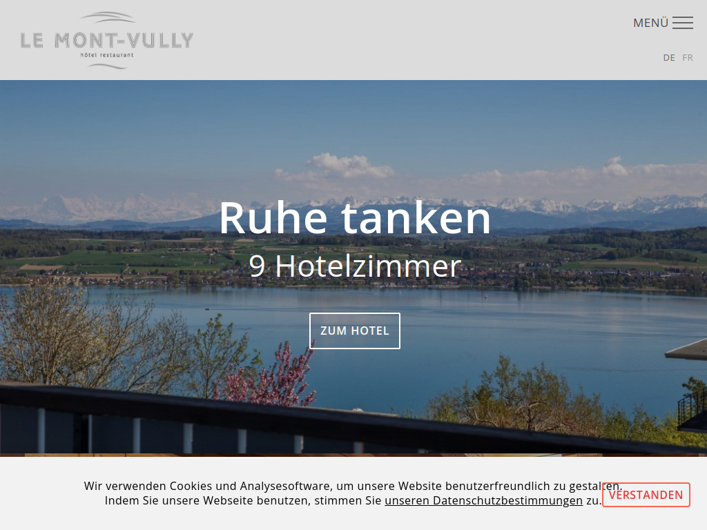Website von Hotel Restaurant Le Mont-Vully in Lugnorre