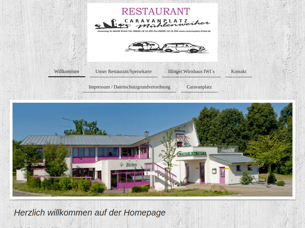 Website von Restaurant Mühlenweiher in Kirkel