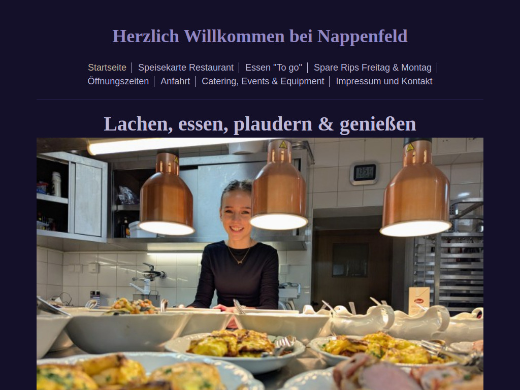 Website von Restaurant Gaststätte Nappenfeld in Schermbeck - Startseite in Schermbeck