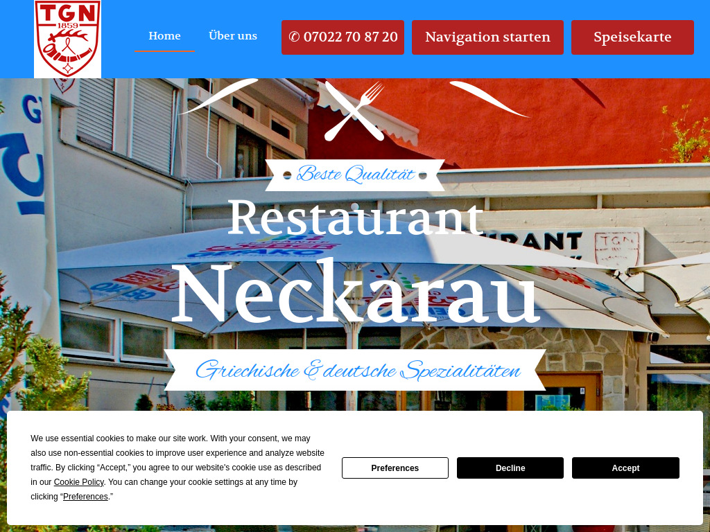 Website von Restaurant Neckarau in Nürtingen