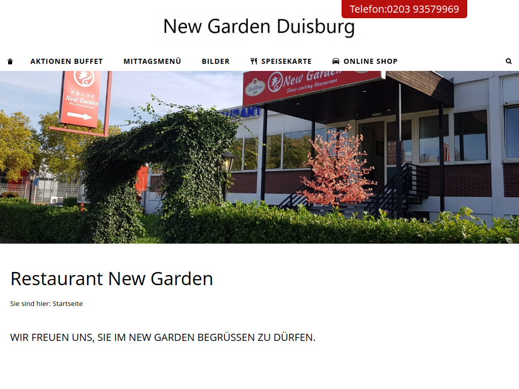 Website von restaurant-new-garden.de in Duisburg