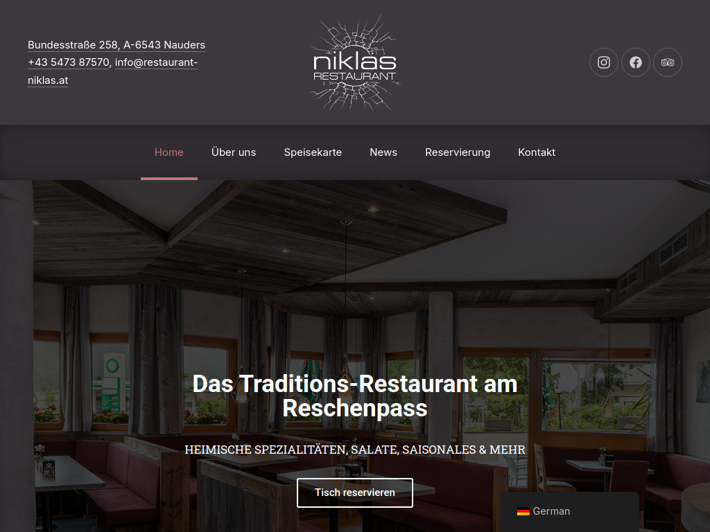 Website von Restaurant Niklas