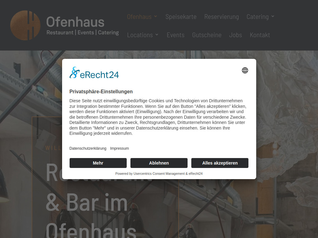 Website von Stadtjäger Augsburg Ofenhaus Restaurant & Bar in Augsburg