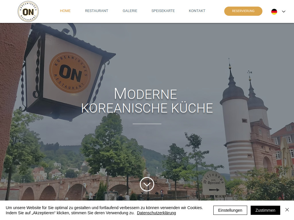 Website von Restaurant ON in Heidelberg