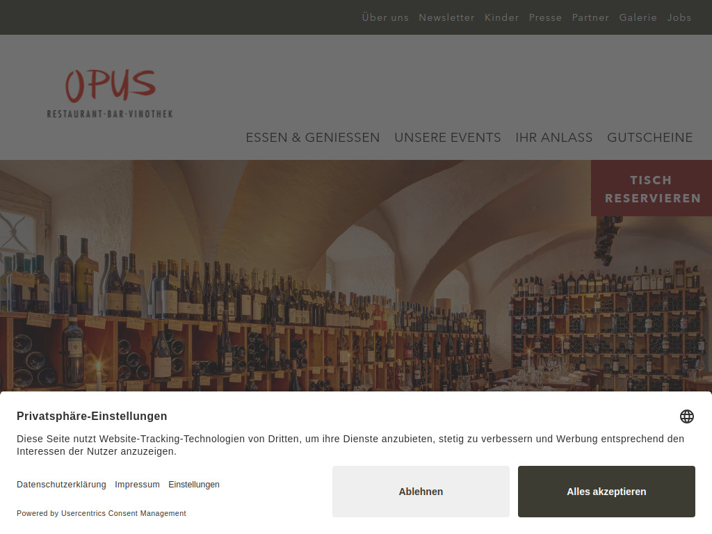 Website von Restaurant Opus in Luzern