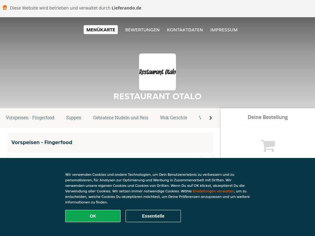 Website von Restaurant Otalo - Essen online bestellen in Leonberg in Leonberg