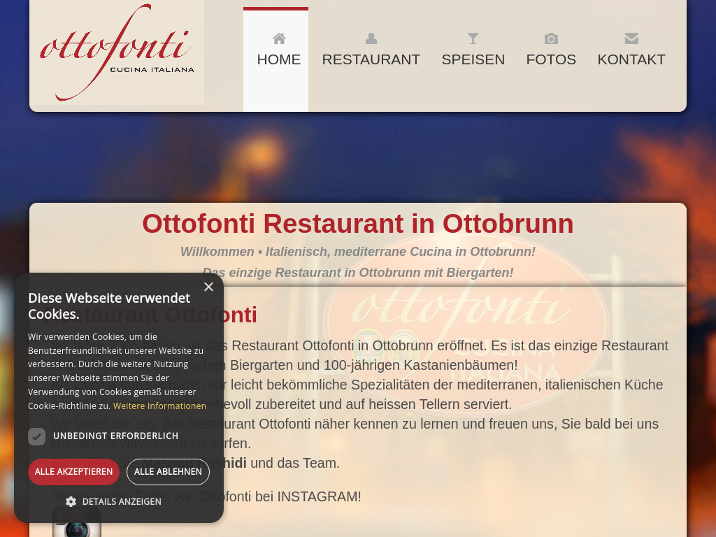 Website von Restaurant Ottofonti in Ottobrunn