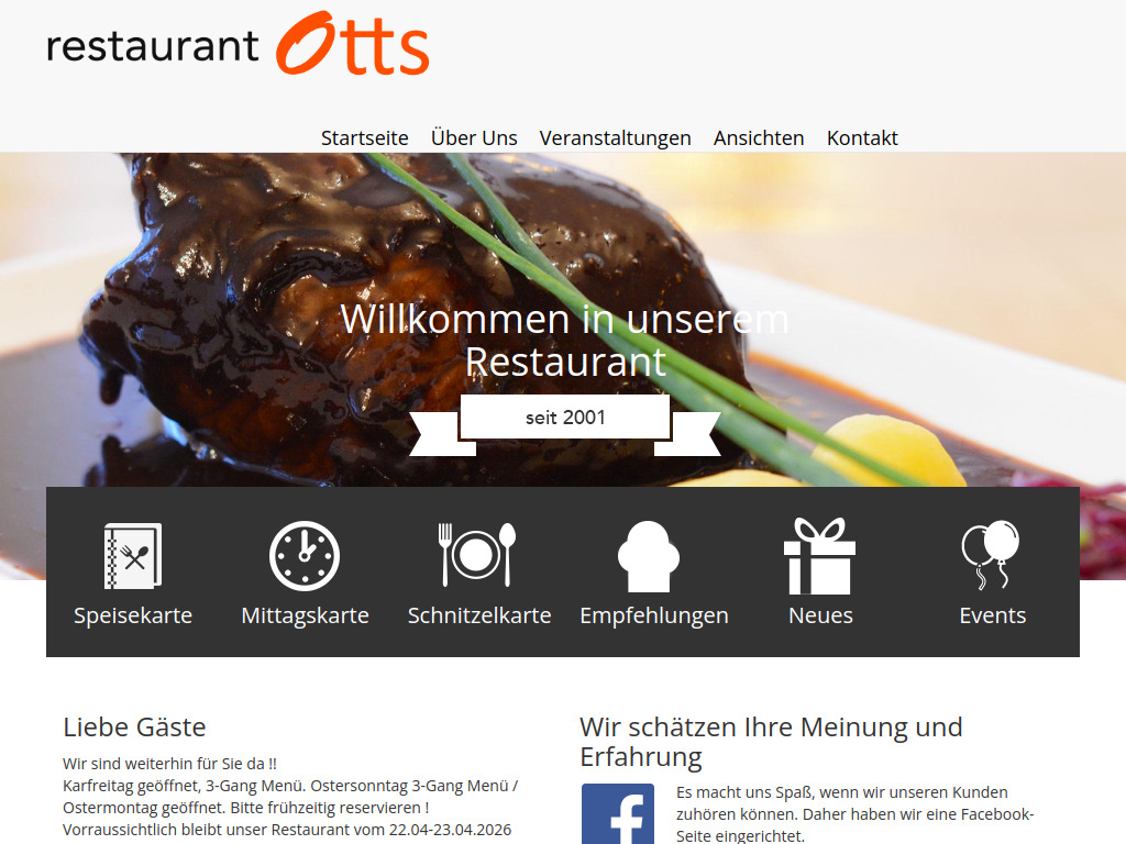 Website von Restaurant Ott's in Hannover