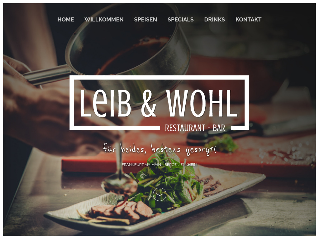 Website von Leib & Wohl - Restaurant - Bar in Frankfurt
