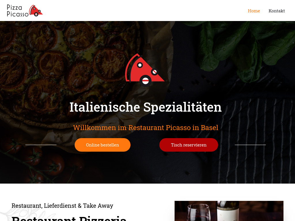 Website von Restaurant Pizzeria Picasso in Basel