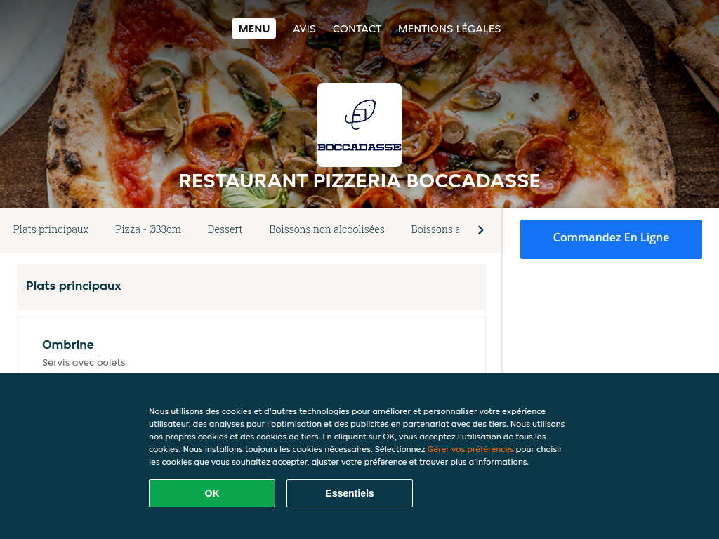 Website von Restaurant Pizzeria Boccadasse - Commander un repas en ligne à Genève in Genève