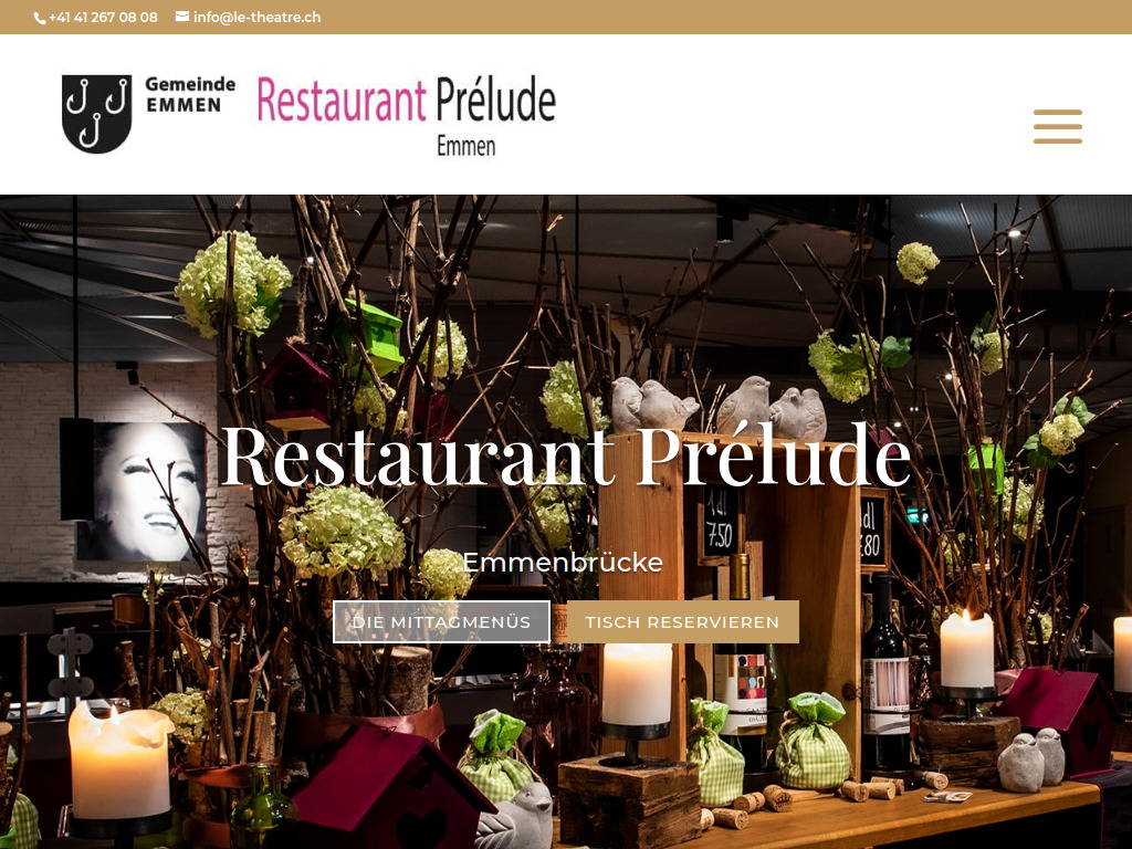 Website von Restaurant Prélude in Emmenbrücke