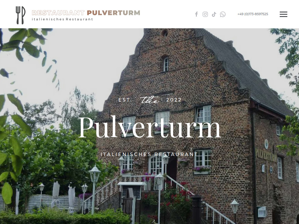 Website von Restaurant Pulverturm in Wachtendonk
