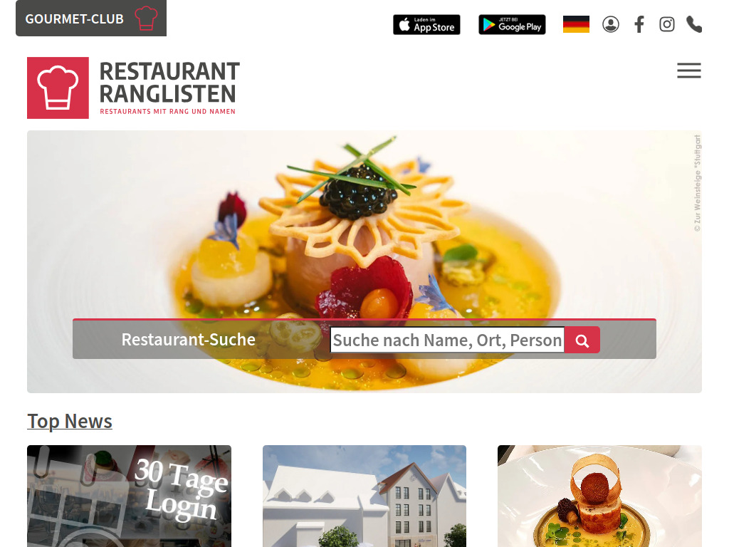 Website von Gourmet-Portal GmbH in Dorfen