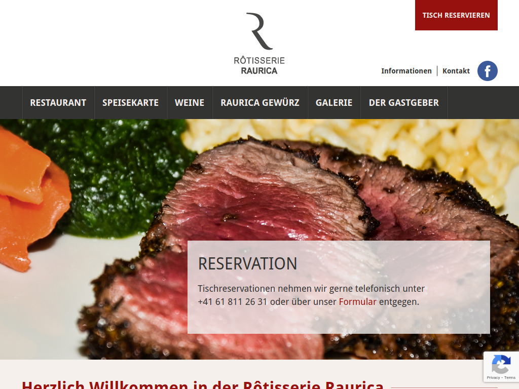 Website von Herzlich Willkommen in der Rôtisserie Raurica - Rôtisserie Raurica