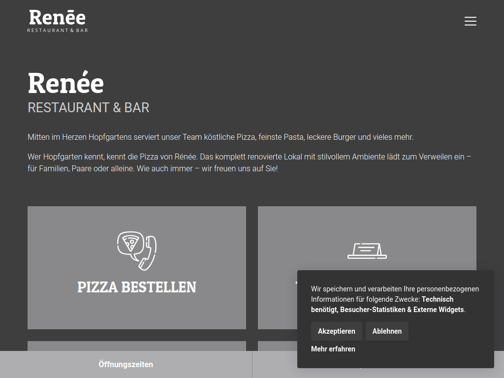 Website von Renée Restaurant & Bar in Hopfgarten