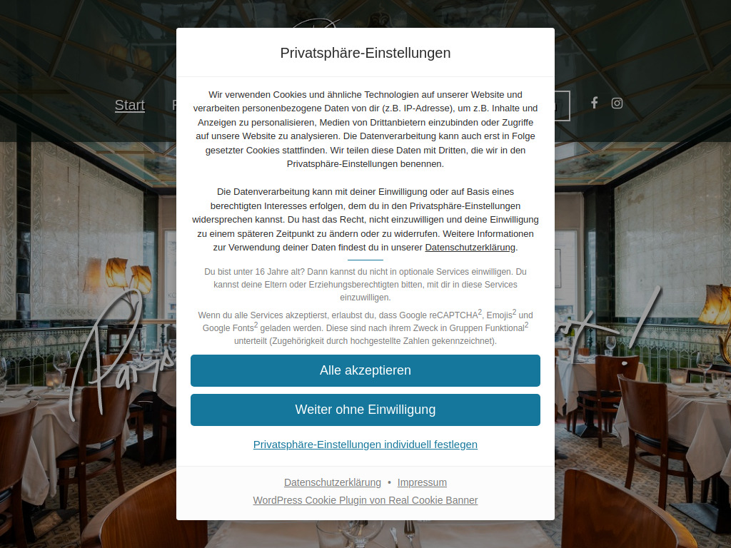 Website von Restaurant Rexrodt in Hamburg