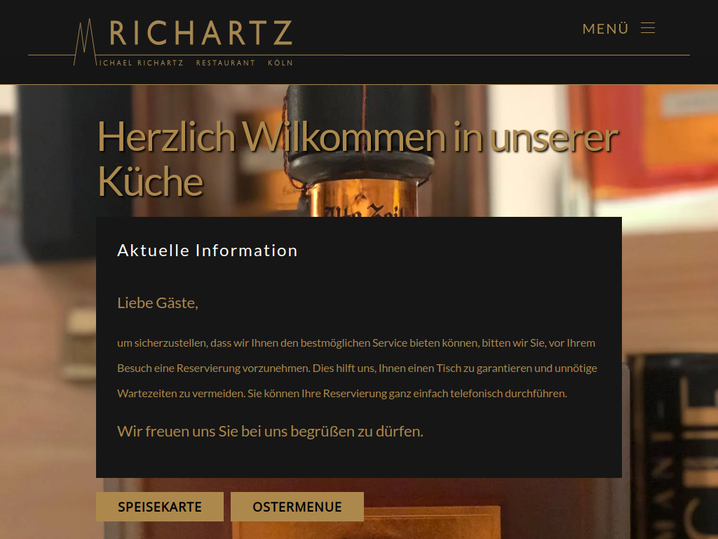 Website von Restaurant Richartz in Köln