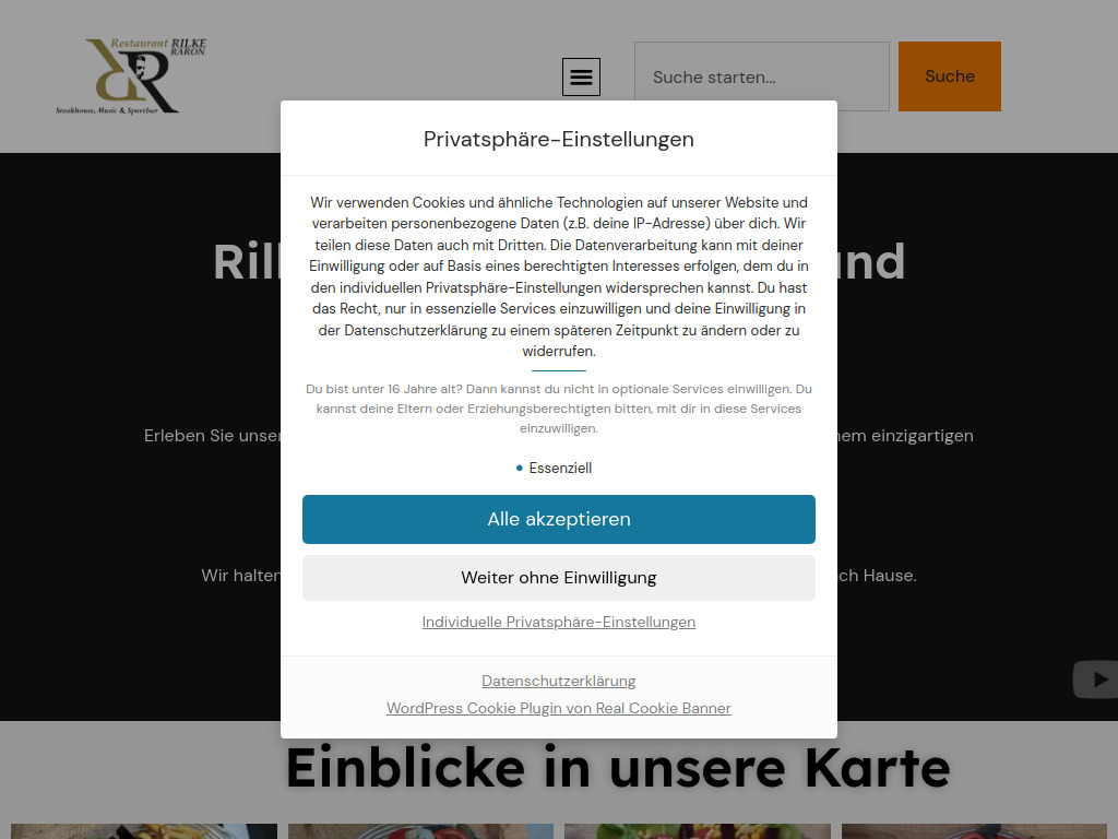 Website von Restaurant Rilke in Raron