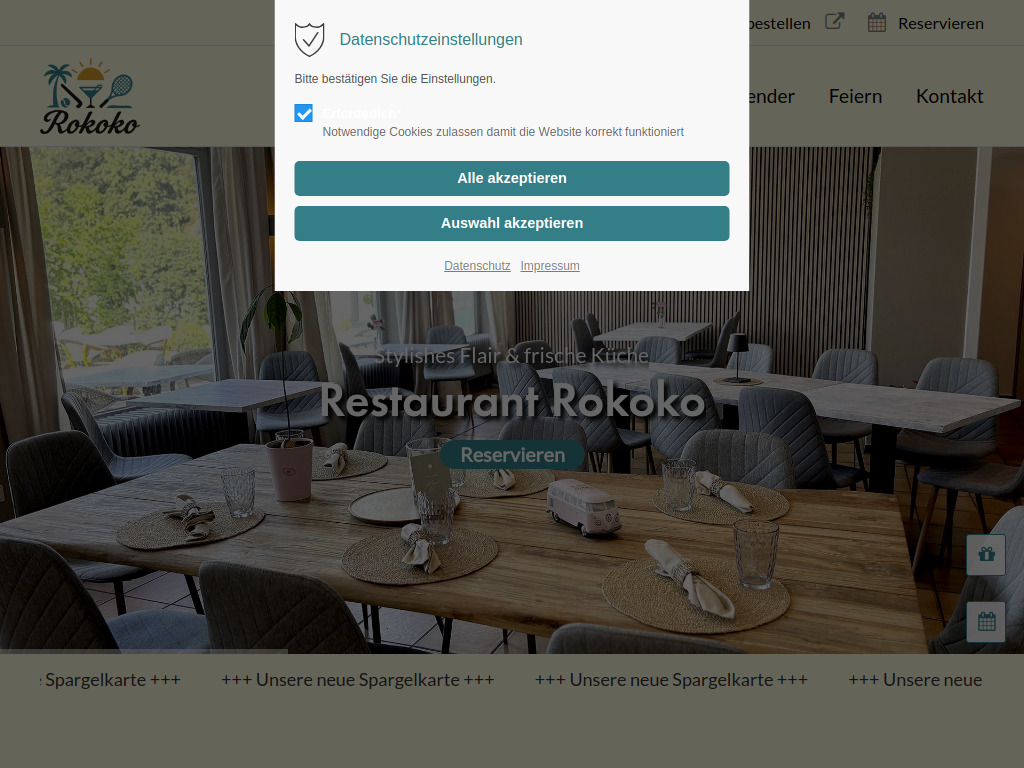Website von Restaurant Rokoko in Braunschweig