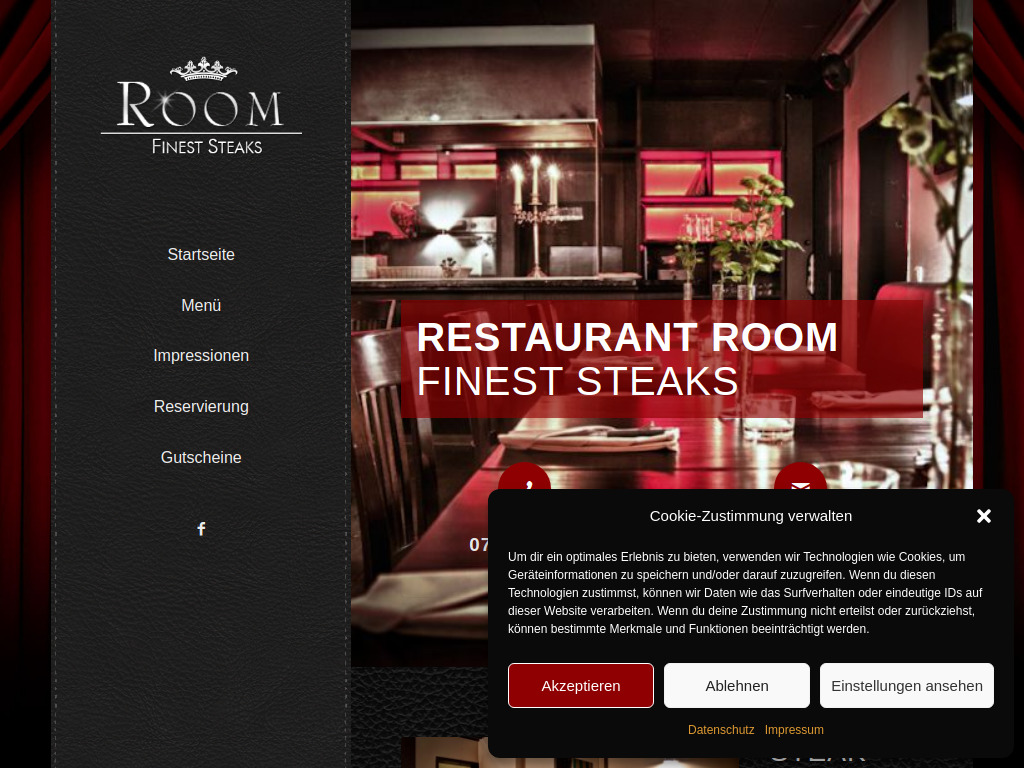 Website von Restaurant Room in Ulm