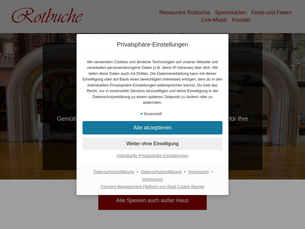 Website von Restaurant Rotbuche in Hamburg