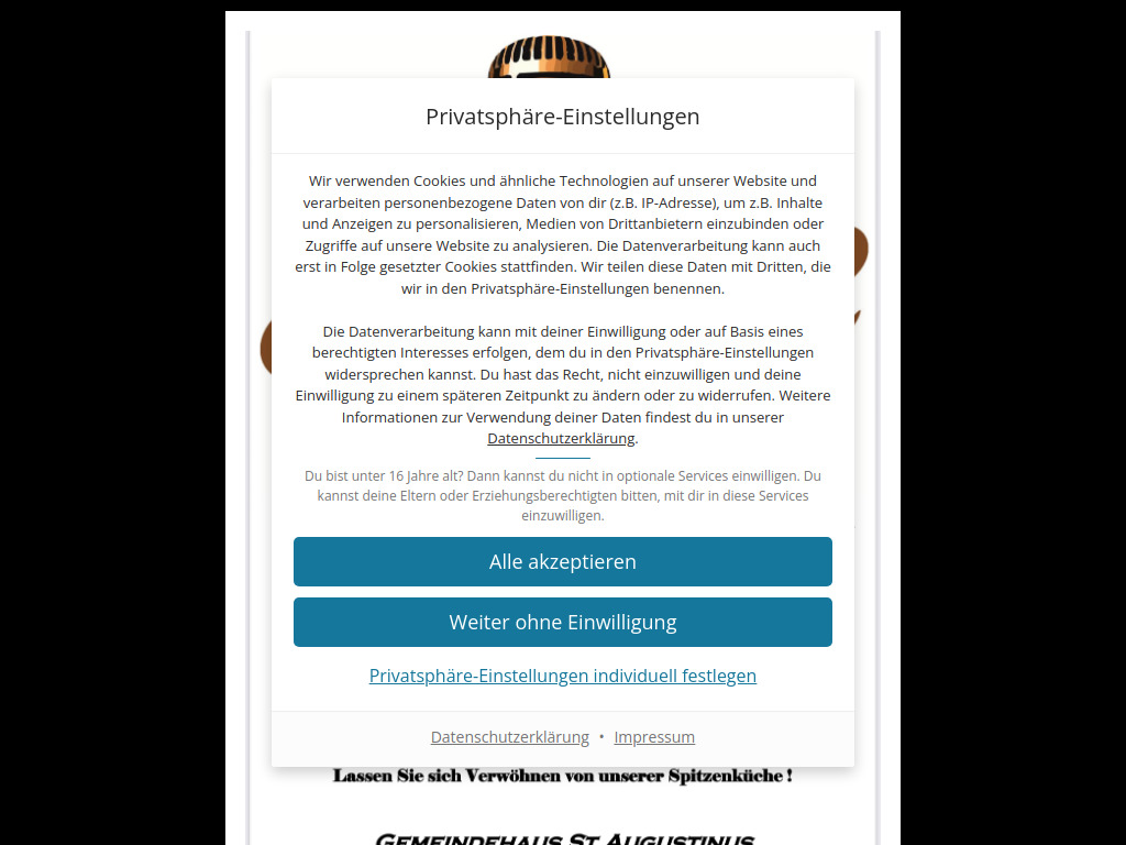 Website von Restaurant Sankt Augustinus in Weil der Stadt