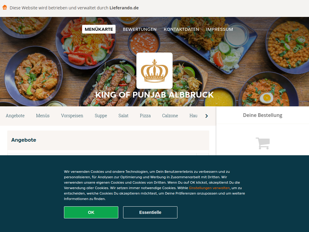 Website von King of Punjab Albbruck - Essen online bestellen in Albbruck in Albbruck