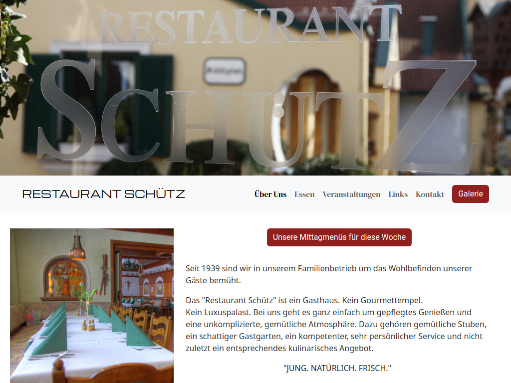Website von Restaurant Schütz in Weiden am See