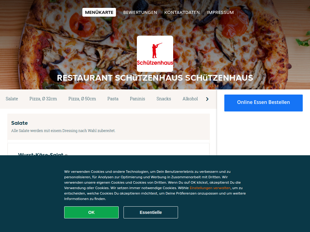 Website von Restaurant Schützenhaus Schützenhaus - Essen online bestellen in Wetzikon in Wetzikon