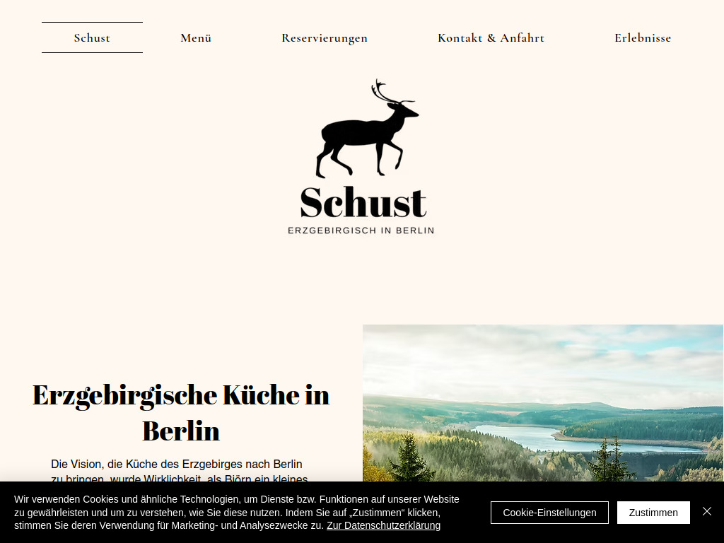 Website von Restaurant Schust in Berlin