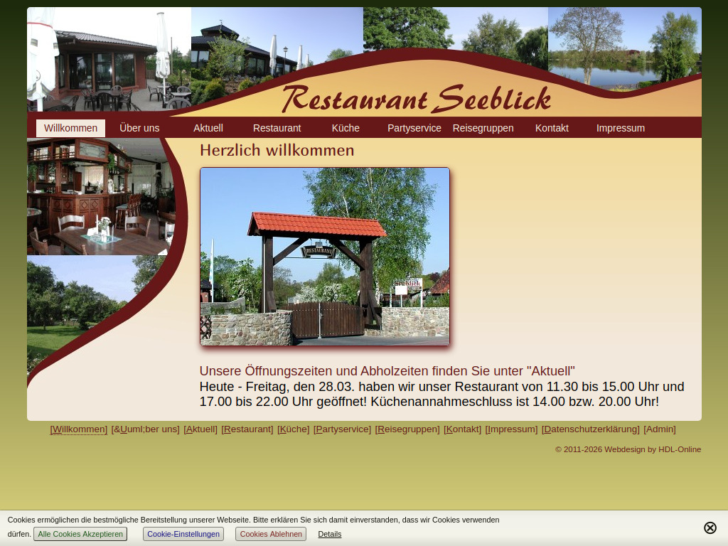 Website von Restaurant Seeblick in Flechtingen