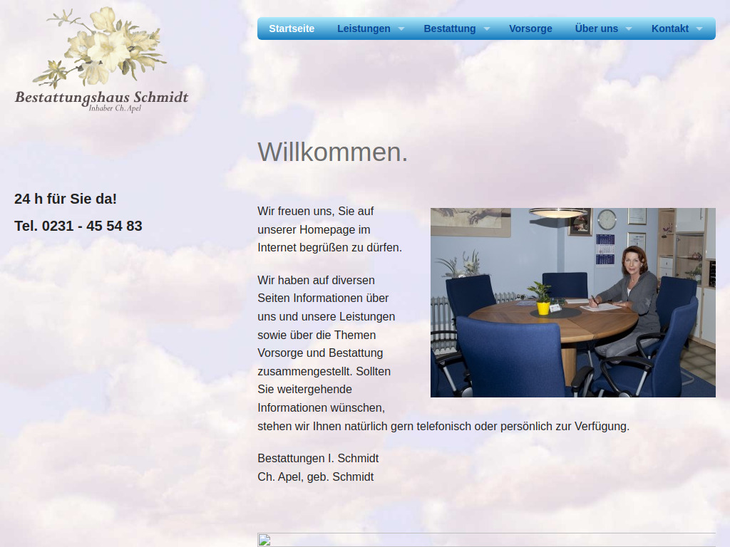 Website von Bestattungshaus I. Schmidt in Dortmund