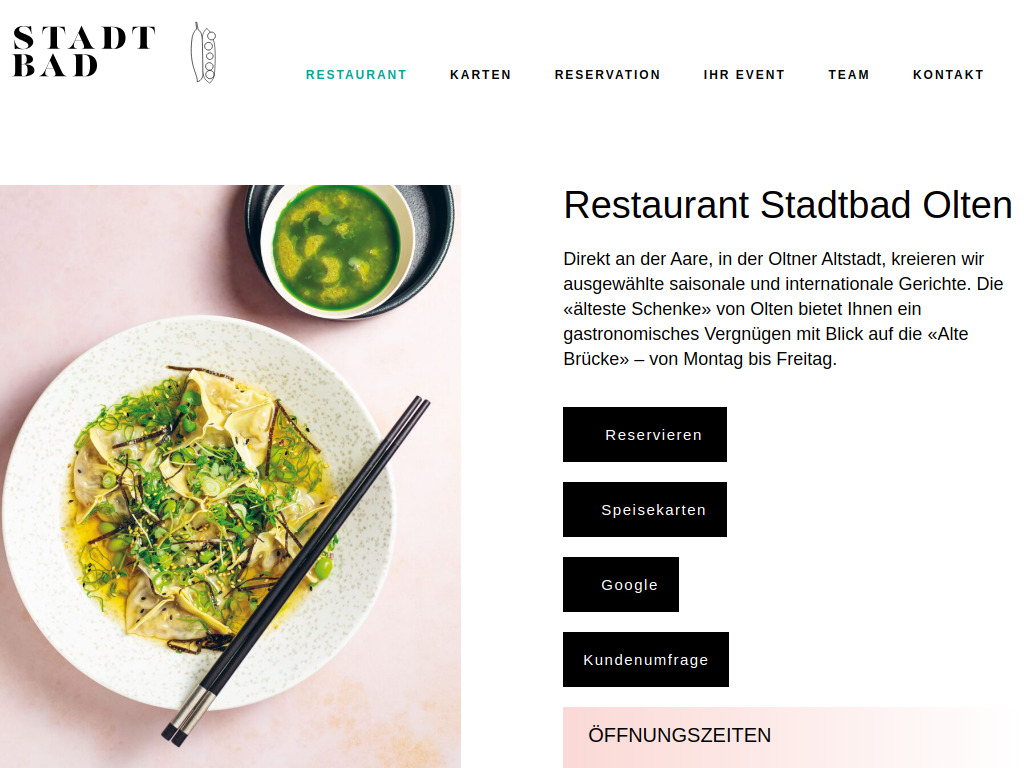 Website von Restaurant Stadtbad Olten in Aarau