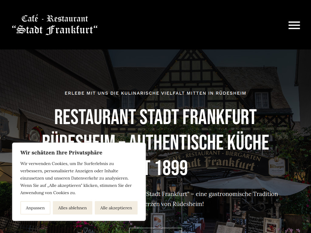Website von Cafe Restaurant Stadt Frankfurt in Rüdesheim am Rhein
