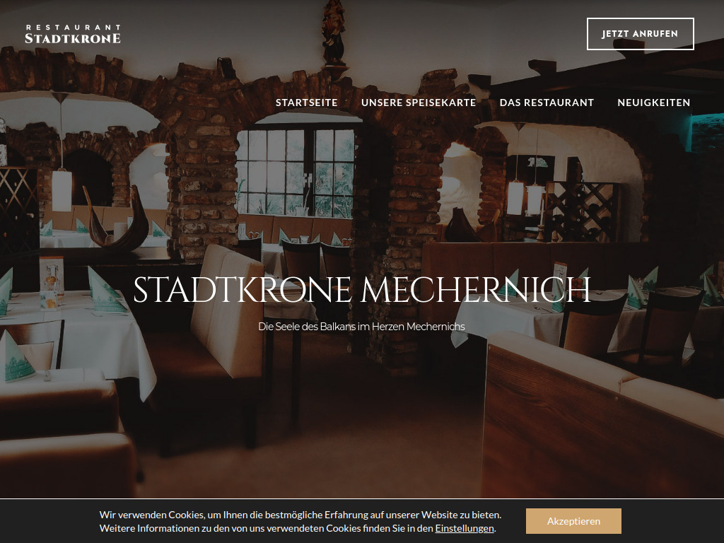 Website von Restaurant Stadtkrone in Mechernich