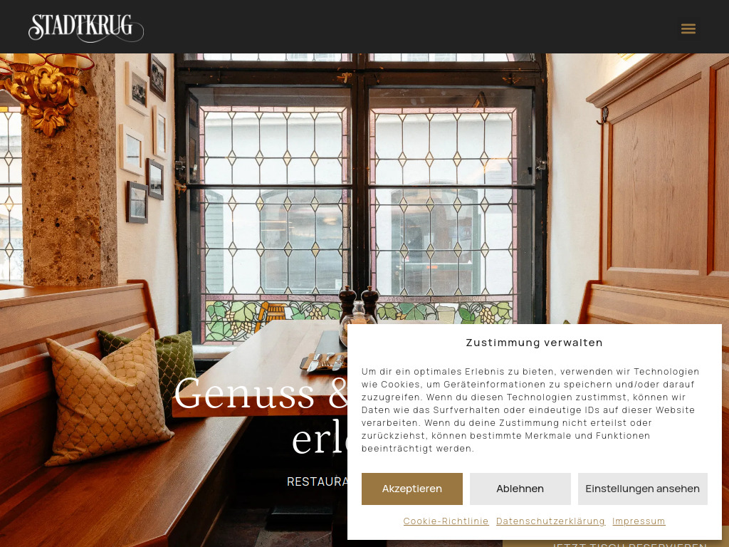 Website von Restaurant Stadtkrug in Salzburg