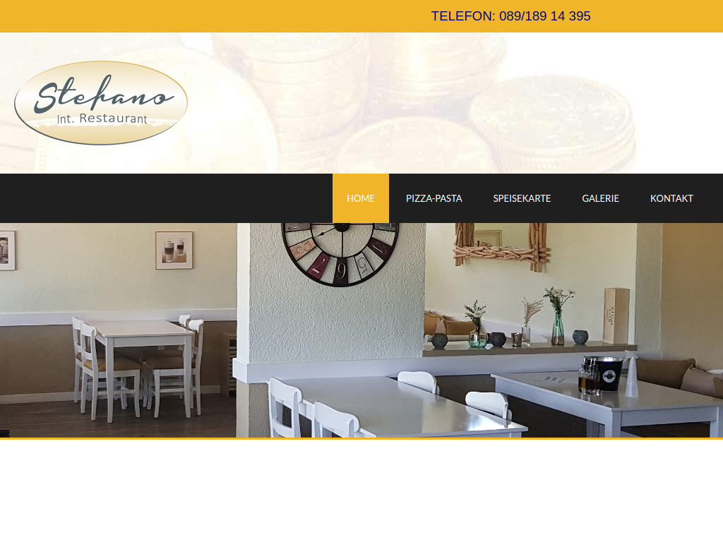 Website von Restaurant Stefano in Gauting