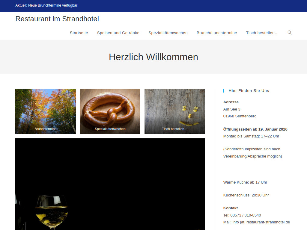 Website von Restaurant im Strandhotel in Senftenberg