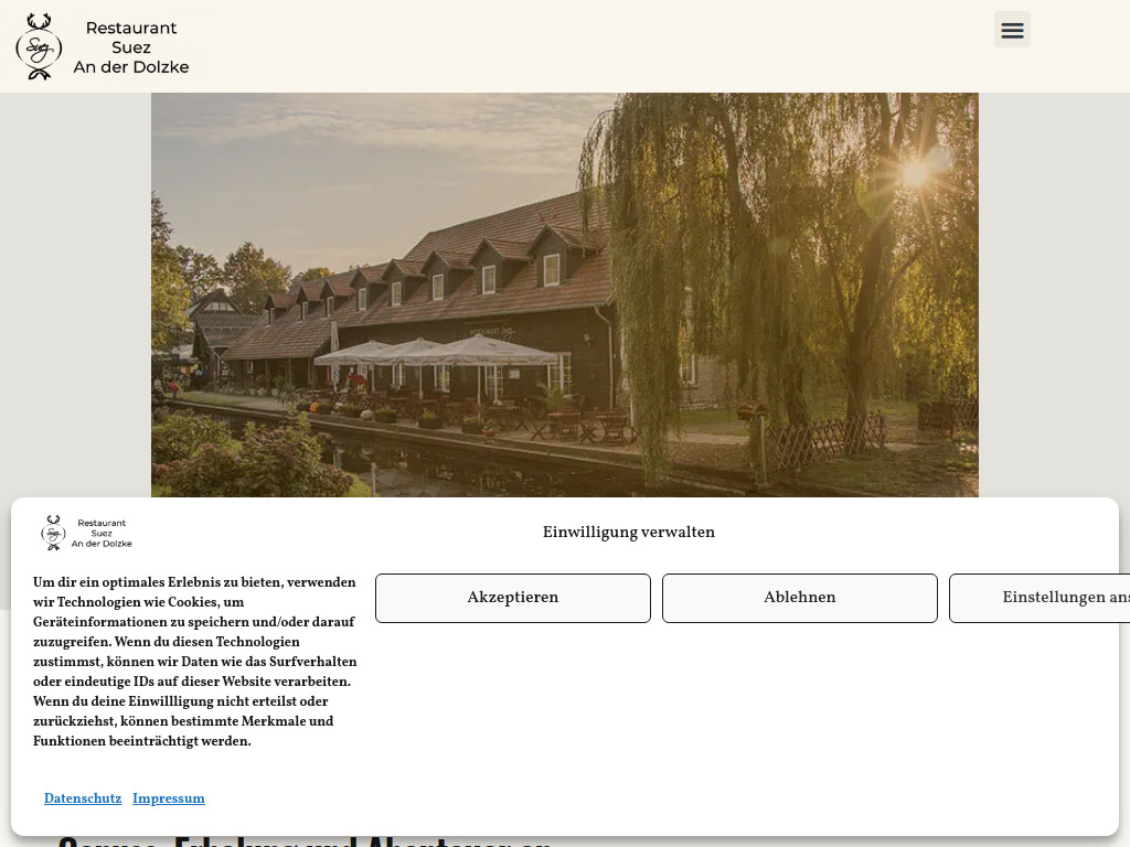 Website von Haus an der Dolzke - Restaurant Suez Pension Bootsverleih in Lehde