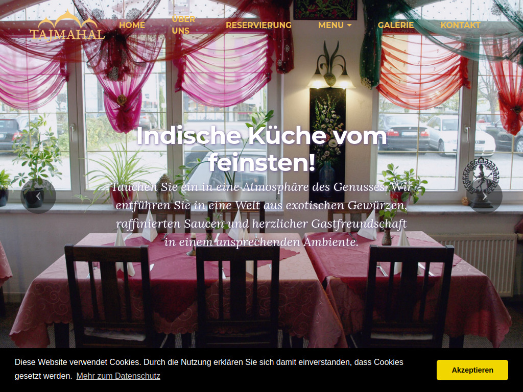 Website von Tajmahal Restaurant in Altdorf