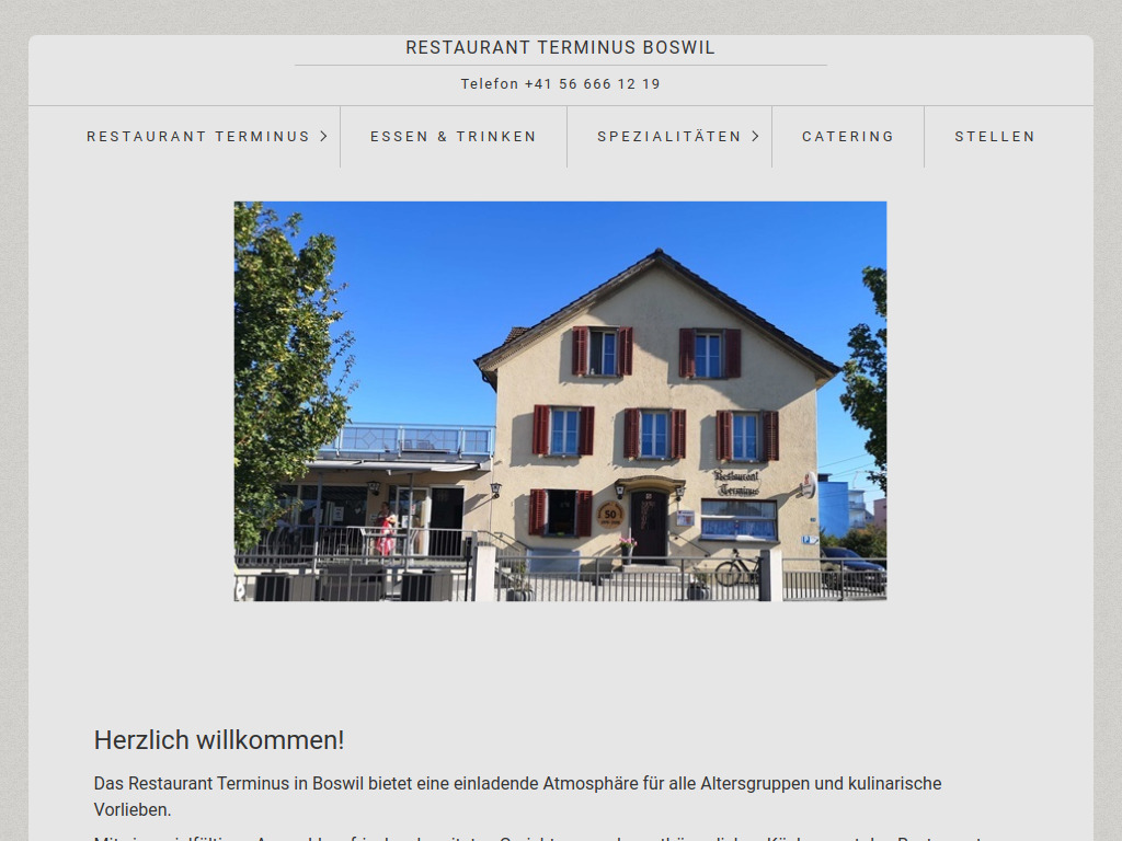 Website von Restaurant Terminus in Boswil