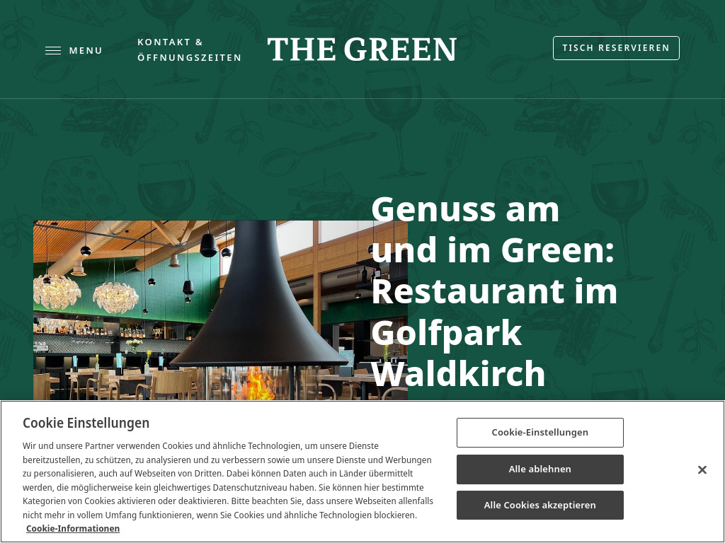 Website von Restaurant THE GREEN im Golfpark Waldkirch in Waldkirch
