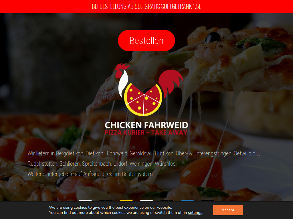 Website von Restaurant Chicken Fahrweid in Geroldswil