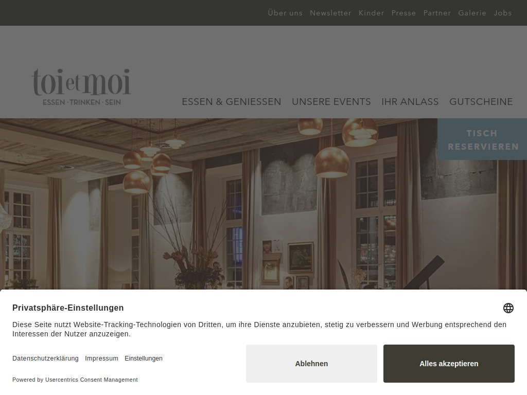 Website von Restaurant toi et moi im Herzen von Bern in Bern