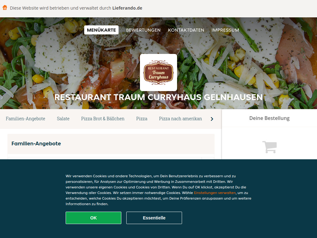 Website von Restaurant Traum Curryhaus Gelnhausen - Essen online bestellen in Gelnhausen in Gelnhausen