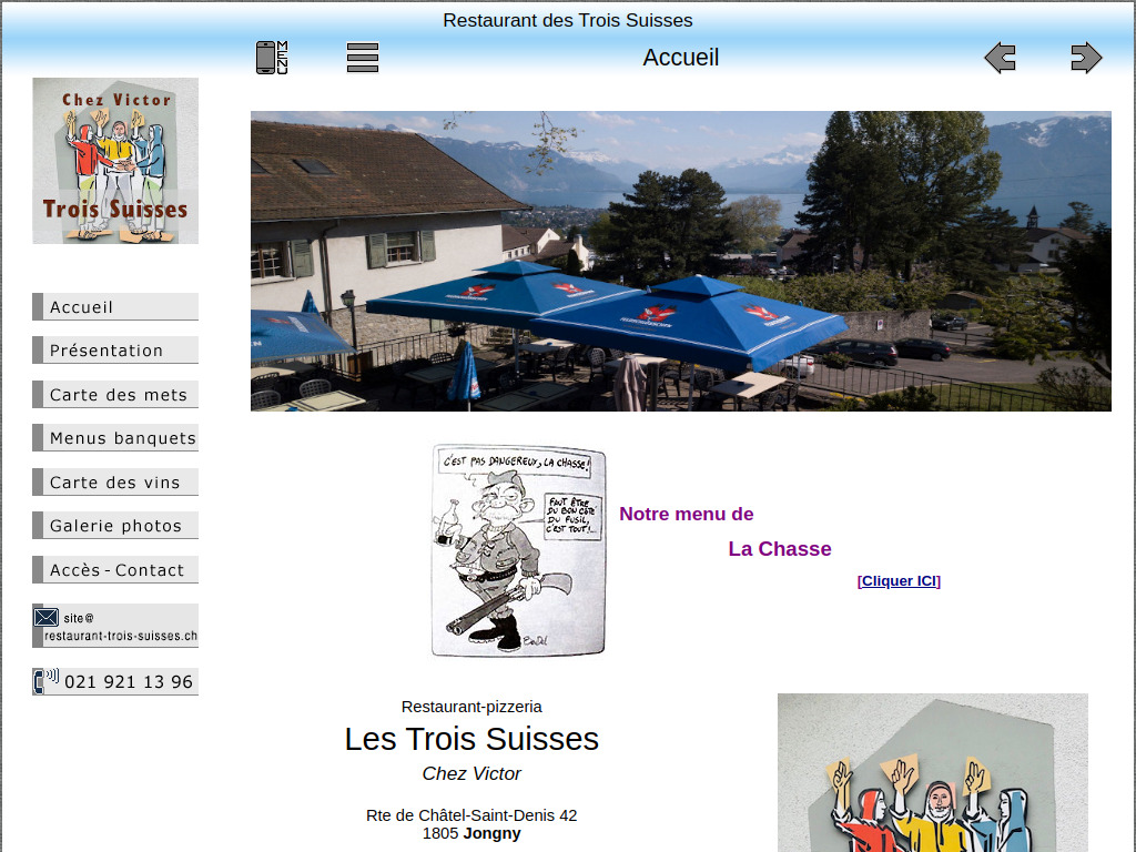 Website von Restaurant des Trois Suisses in Jongny
