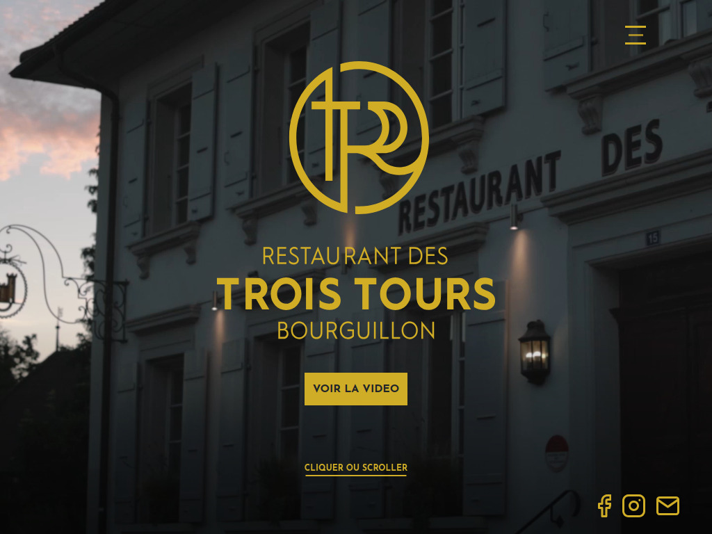 Website von Restaurant des Trois Tours in Bourguillon