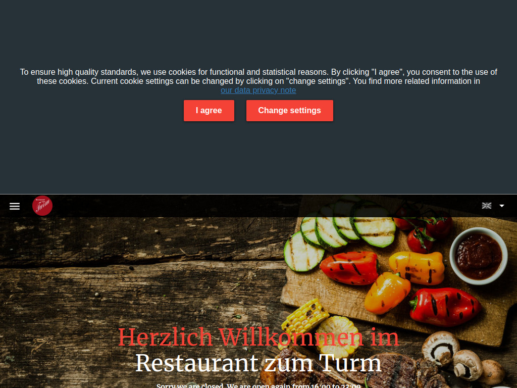 Website von Restaurant zum Turm in Kamen